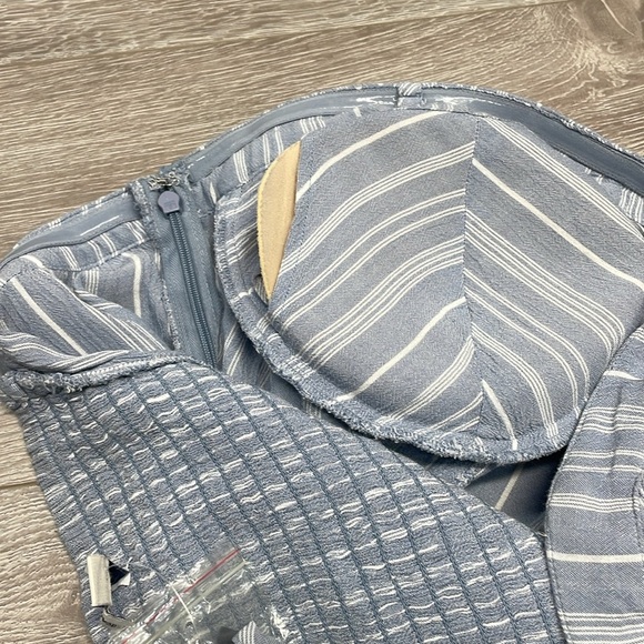 American Eagle Outfitters Blue and White Striped Chambray Strapless Dress XL - Picture 14 of 16
